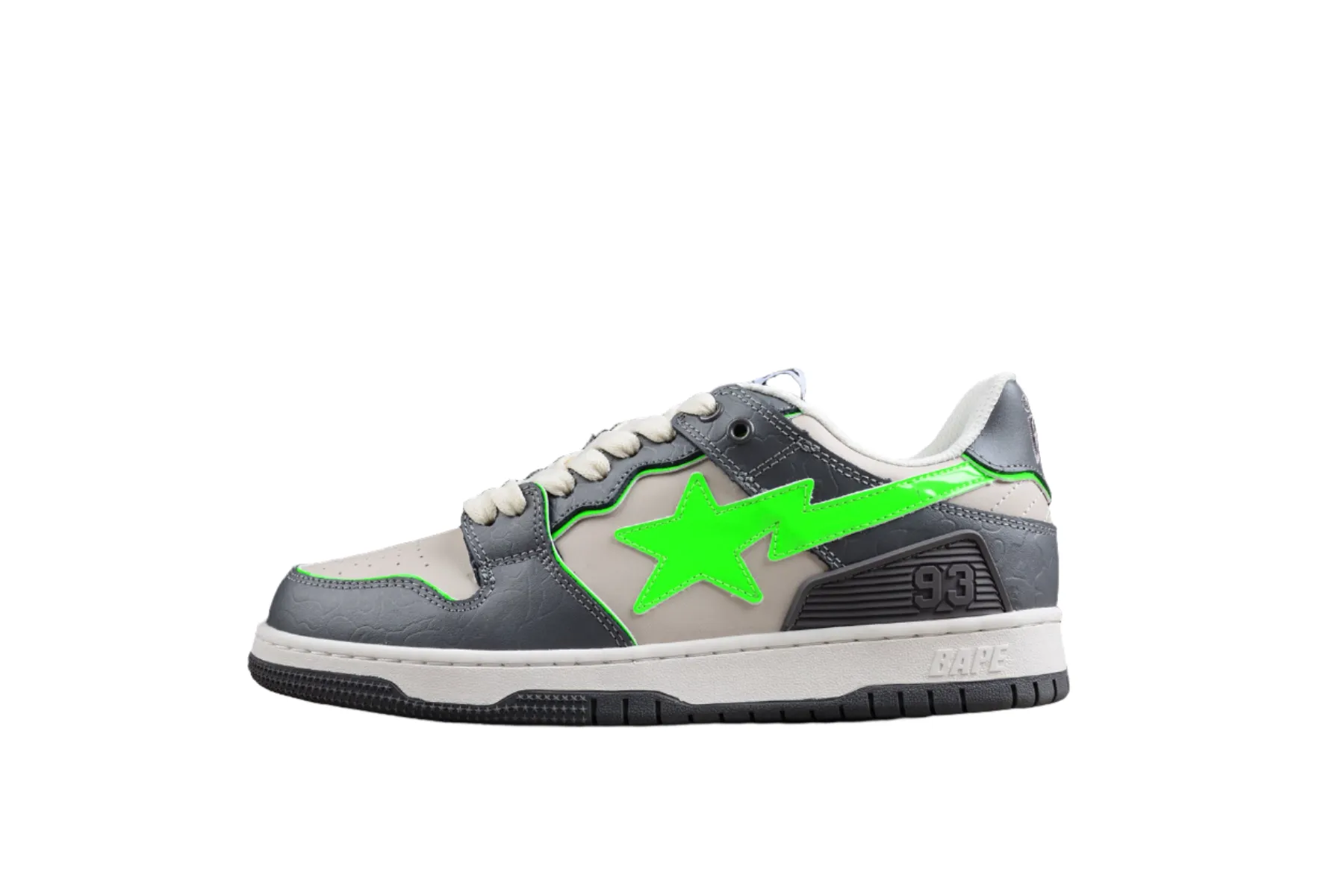 BAPE STA Low-Top Sneakers in Grey and Neon Green