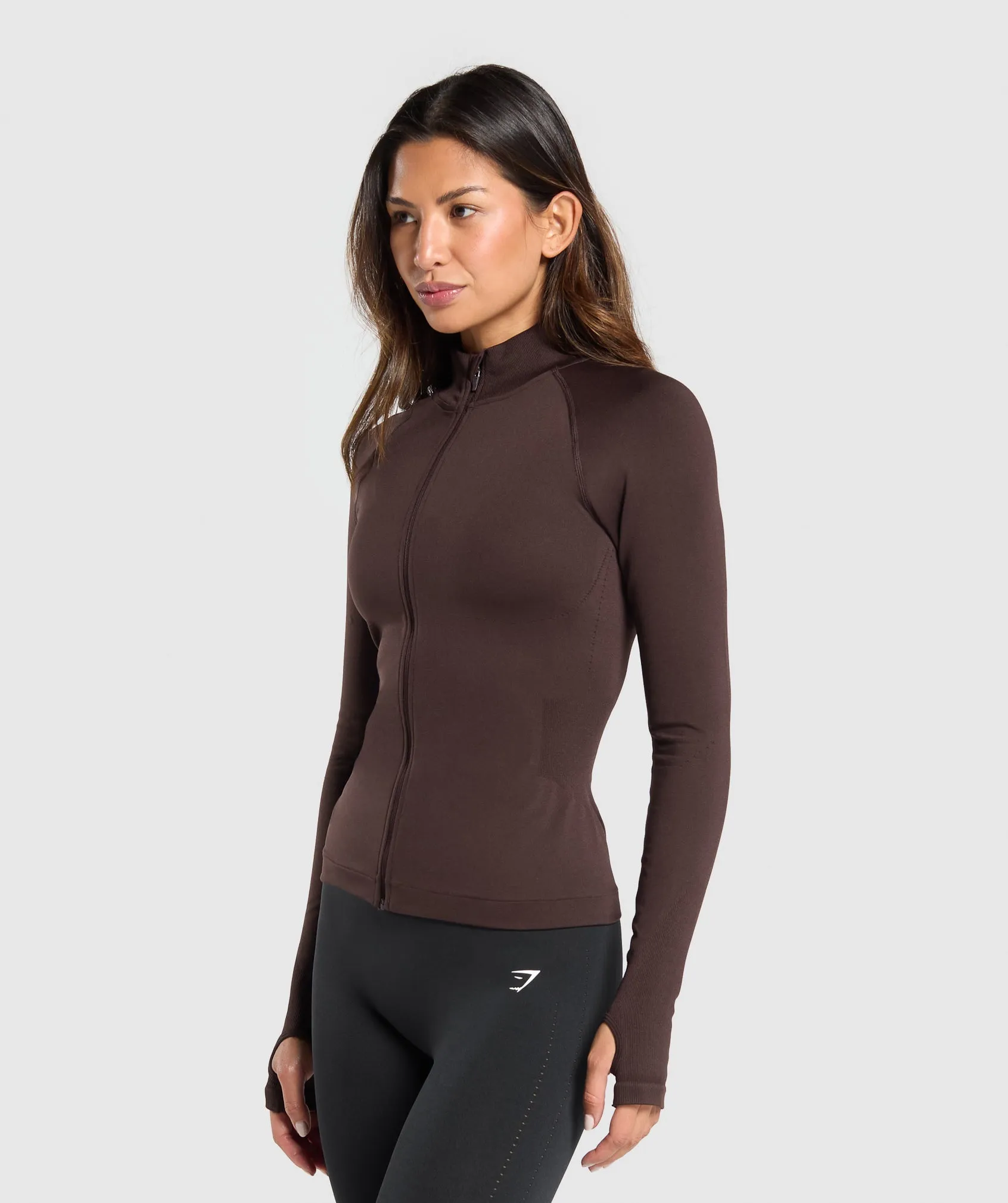 Gymshark Sweat Seamless Zip Up Jacket - Heritage Brown