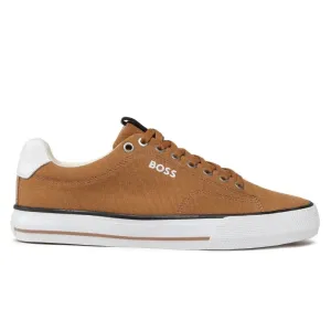 HUGO BOSS Mens Aiden TENN LTB Tan Canvas Trainers, Style 50470866