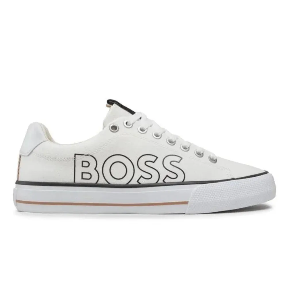 HUGO BOSS Aiden TENN LTB Canvas Trainers Men 50470884-OFFWHT