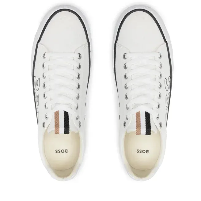 HUGO BOSS Aiden TENN LTB Canvas Trainers Men 50470884-OFFWHT