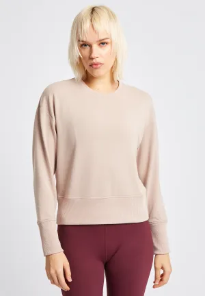 Lux Long Sleeve Crop Sweatshirt-Pink