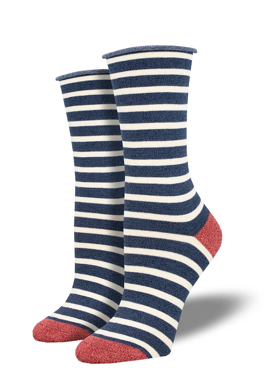 Sailor Stripe Roll-Top Bamboo Socks