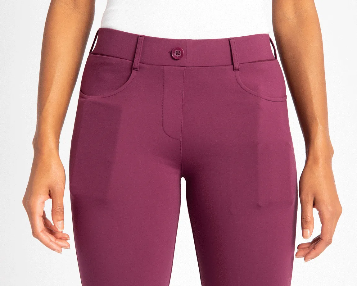 Straight-Leg | 7-Pocket Dress Pant Yoga Pants (Sangria)